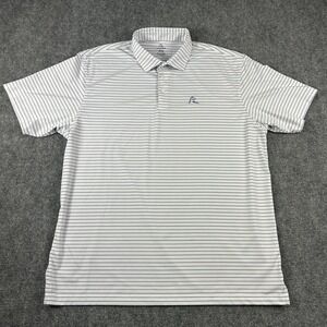 Rhoback Polo Shirt Mens 2XL White Green Blue Stripe Performance Golf